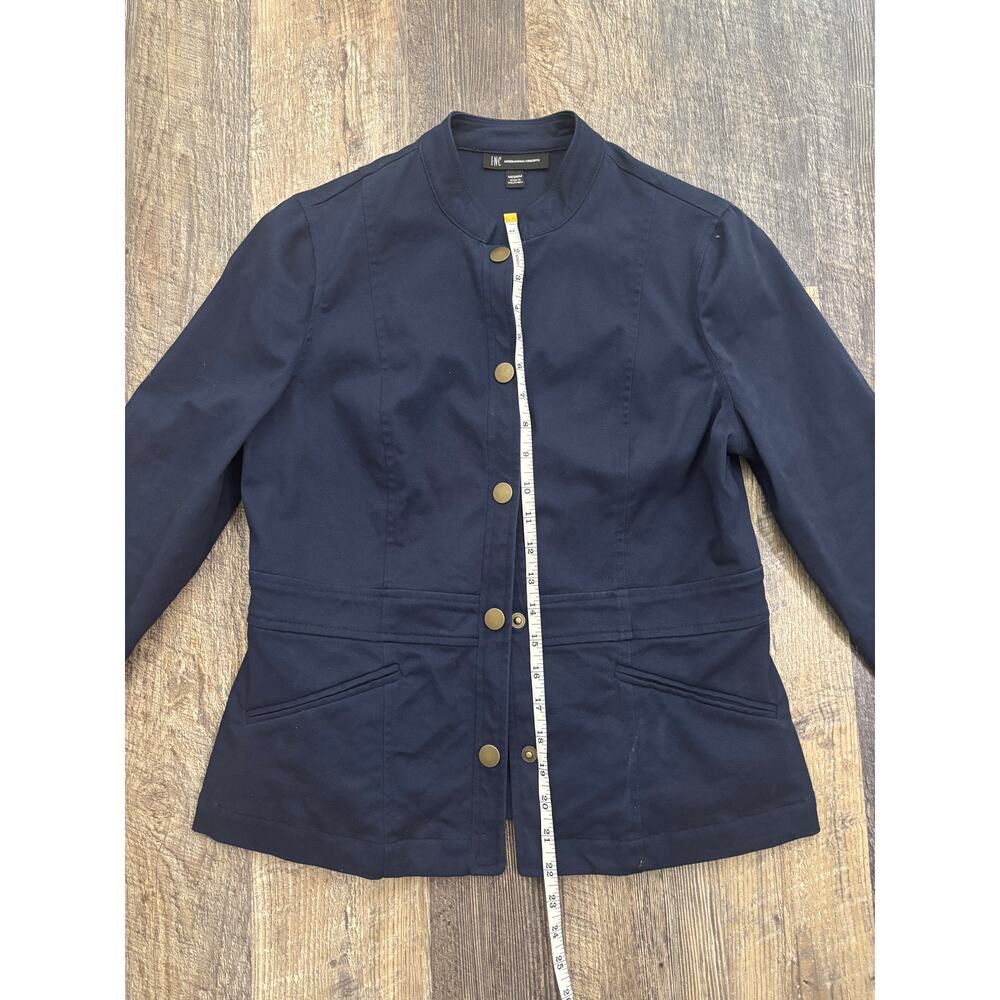 INC International Concepts Navy Blue Military Utility Jacket Blazer Women Medium - Picture 3 of 6
